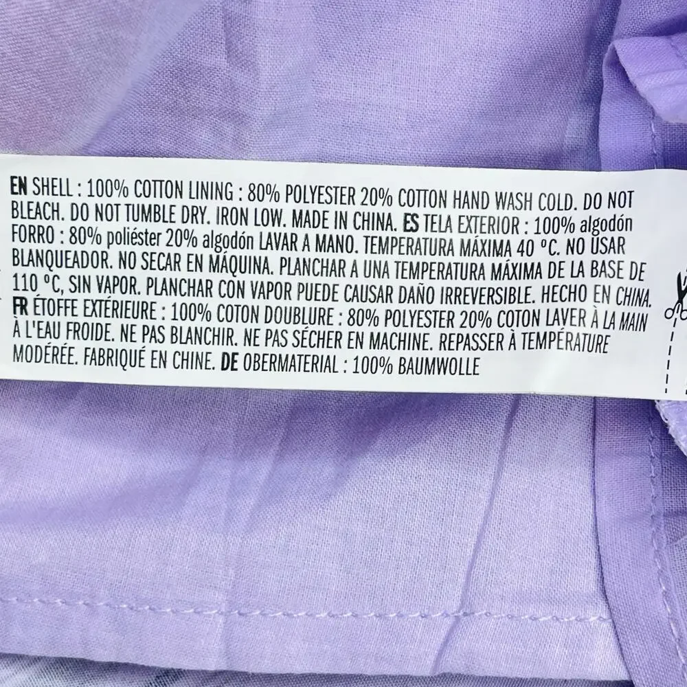 English Factory Puff Sleeve Striped Mini Dress size M Lilac Relaxed Babydoll New - Picture 5 of 10